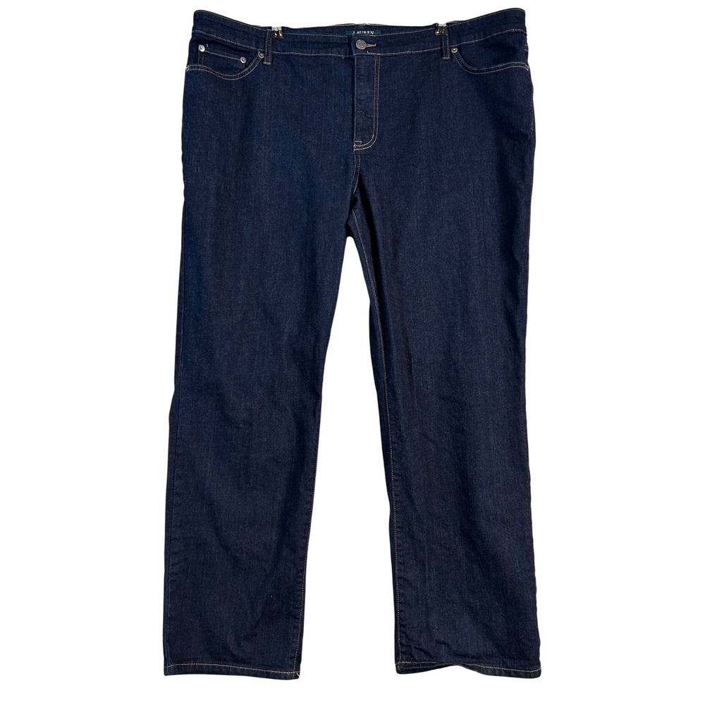 Lauren Ralph Lauren Women 20W Dark Wash Straight Leg Denim Jean Indigo Curvy Fit